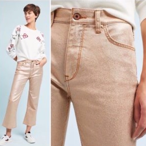 Pilcro rose copper gold cropped jeans - Picture 2 of 3